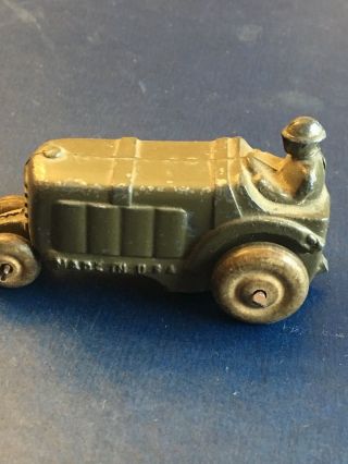 Antique Toy Metal Construction Military Vehicle Rubber Wheels Vintage