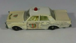 C1960s Matchbox 55/59 By Lesney Metal White Ford Galaxy Police Car 3 " England