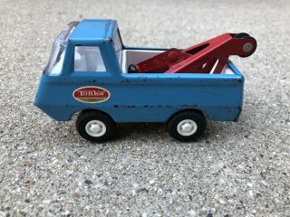 Vintage 1970s Tonka Blue Forward Control Tow Truck Wrecker 4.  5 " Long Made In Usa