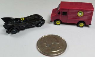 1989 Ertl Batman 1:128 Scale - Batmobile And Joker Van (from 3pk,  No Batwing)