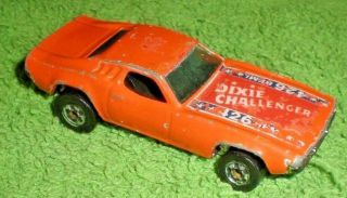 Vintage Well Hot Wheels Dixie Challenger 1970 Orange Decal Faded Fair Shape