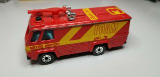Vintage Matchbox Command Vehicle Airport Fire Truck Foam Unit 3 Red Macau Car