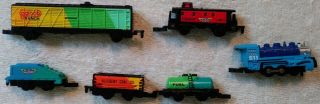 Micro Machines Power Sounds Steam Train Set Galoob Engine Track Cars 2