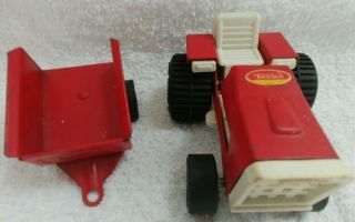 Vintage Tonka Red And White Lawn Tractor With Attached Trailer