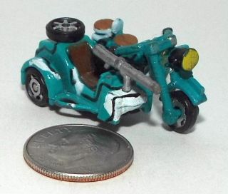 Small Micro Machine Wwii Type German Bmw Motorcycle W/sidecar Blue/white Camo