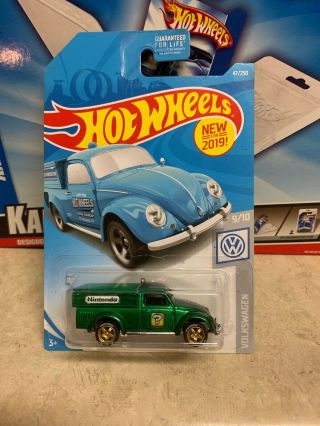 2019 Hot Wheels 49 Volkswagen Beetle Pickup Custom Emerald Nintendo Real Riders