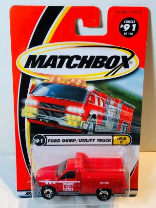 Matchbox Mb91 Ford F - 350 Dump / Utility Truck Red