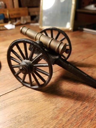 Metal Civil War Style Military Cannon Brass Cast Iron 5 Inches
