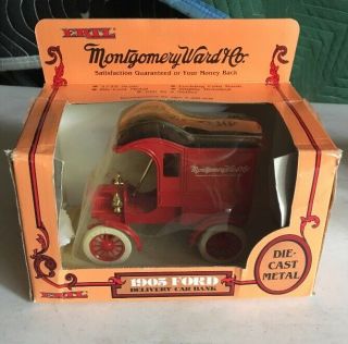 Vintage Ertl 1905 Ford Delivery Truck Montgomery Ward Coin Bank Die Cast