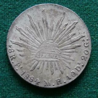1884 Mexico Silver 8 Reales Mexican Pi Mh Radiant Cap Au