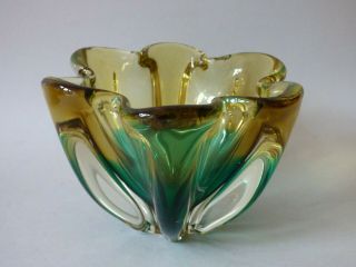 Murano Italian Art Glass Tobacciana Ashtray Flower Clam Shell Bowl Sweet Dish