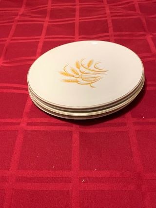 Set Of (4) Vintage Homer Laughlin Golden Wheat 9 1/4 " Luncheon Plates Usa