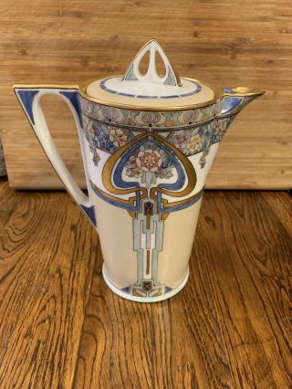 Antique Favorite Bavarian Coffee Carafe 1911 Arts And Craft Floral
