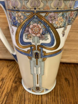 Antique Favorite Bavarian Coffee Carafe 1911 Arts And Craft Floral 2