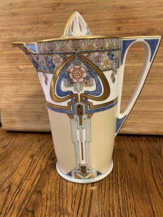 Antique Favorite Bavarian Coffee Carafe 1911 Arts And Craft Floral 3