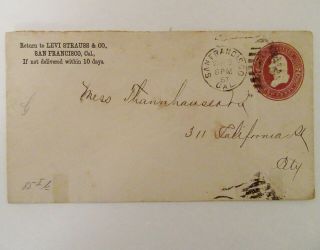 1887 Levi Strauss San Francisco Postal Stationery Cover,  Riveted Overalls Illus.