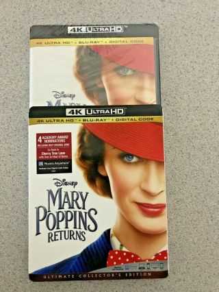 Mary Poppins Returns (DVD,  4K Ultra HD Blu - ray/Blu - ray) with slipcover 3