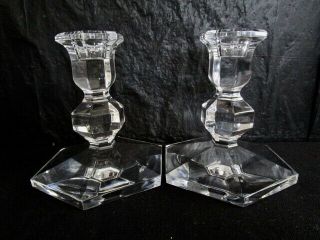 Vintage Clear Crystal - Etched - Gorgeous Candlesticks - Marked Val St Lambert
