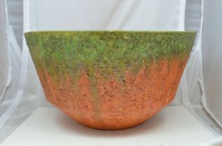 Vintage Mid Century Modern Fantoni For Raymor Pottery Bowl Orange Green Italy