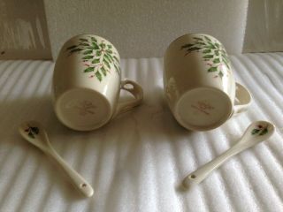 Lenox Holiday Cocoa Mugs with Spoons Set of 2 - Christmas American By Design L/N 2