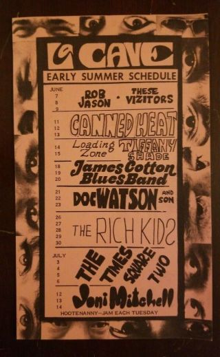 Joni Mitchell La Cave Concert 1968 Postcard Canned Heat Doc Watson James Cotton