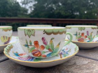 Set of 4 Canton Tea Cups & Saucer 1726 Herend Queen Victoria China VBO Teacup 2
