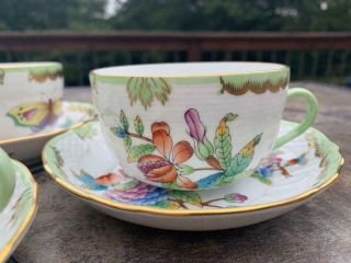 Set of 4 Canton Tea Cups & Saucer 1726 Herend Queen Victoria China VBO Teacup 3