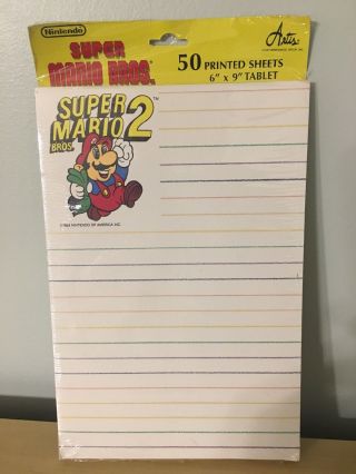 Vtg 1989 Nintendo Mario Bros.  2 Notepad Nos In The Package