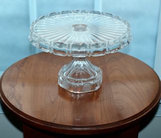 Mid Century Fostoria Frosted Coin Glass Pedestal Cake Plate