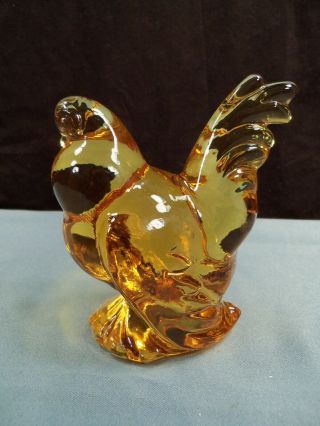 Imperial Golden Yellow Amber Glass Chicken Figurine