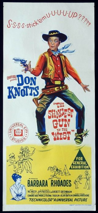 The Shakiest Gun In The West Daybill Movie Poster Don Knotts
