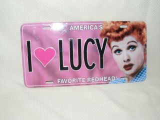 I Love Lucy License Plate.  Pink With Picture Of Lucy 