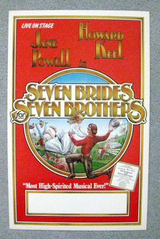 Theater Poster Window Card Seven Brides For Seven Brothers Jane Powell Howard Ke
