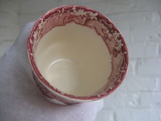 VINTAGE MASON ' S VISTA ENGLAND RED PINK TRANSFERWARE DOUBLE EGG CUP 4 