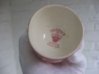 VINTAGE MASON ' S VISTA ENGLAND RED PINK TRANSFERWARE DOUBLE EGG CUP 4 
