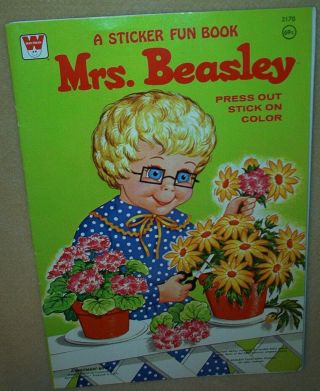 Family Affair - 1975 Mrs.  Beasley Sticker Fun Book 2170 - Press Out,  Stick On,  Color