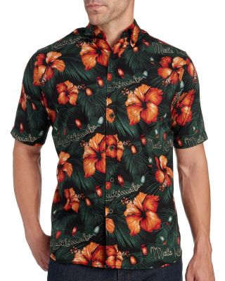 Mele Kalikimaka Hawaiian Christmas Song Button Shirt - Men 