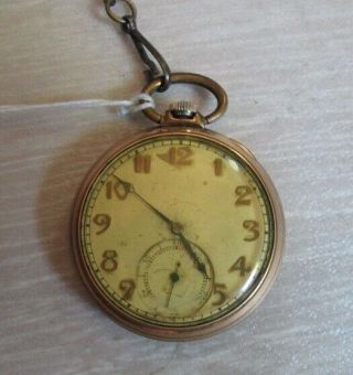 1924? Elgin Pocket Watch 15 Jewels & Chain - Sub Dial - 10k Rolled Gold Case