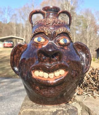 Retired Albert Hodge Newton Nc Face Jug Early Rare Perfect 9” Tall Wow