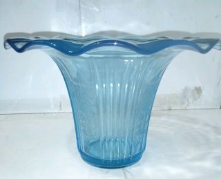 Anchor Hocking Mayfair Blue Depression Glass Trumpet Vase Bowl 6 " High