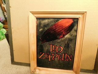 Vintage Led Zeppelin Glass Carnival Mirror 11 X 14 1 of 2 3