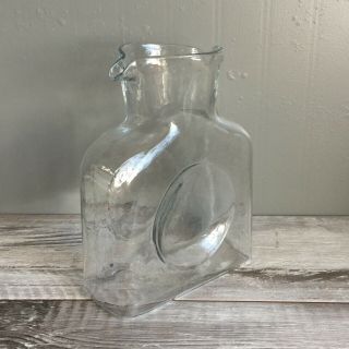 Vintage Blenko Clear Glass Double Spout Water Carafe Pitcher Bottle Vase