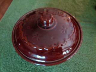 Vintage Marcrest Oven Proof Stoneware Brown Bean Pot Crock Bowl & Lid 81/2 Diam
