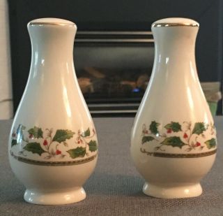 Christmas “holly Holiday” China Dinnerware By Royal Ltd Salt & Pepper Shakers