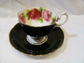 Royal Albert Old English Rose Black Gold Bone China Tea Cup & Saucer