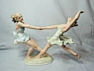 Hutschenreuther Germany " Two Dancing Sisters " Figurine Signed Impressed K Tutter