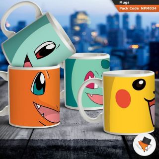 Pikachu Bulbasaur Squirtle And Charmander Pokemon Coffee Mug Set Ceramic Cups