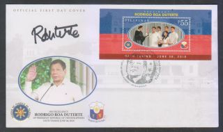 Philippines Stamps 2016 President Rodrigo Duterte Oath Taking Fdc Signed