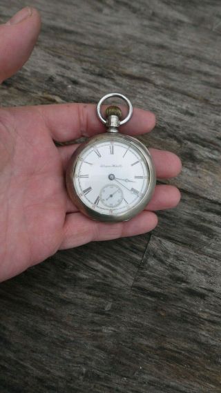 Hampden Watch Co.  18s Coin Silver Pocket Watch 12