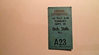 Rolling Stones Ticket Stub.  Liverpool Empire Sunday Sept 25th 1966